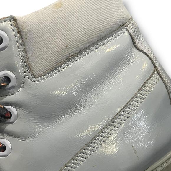 Timberland Junior Girls Sz 7 6” Premium WP Baby Blue Shine 1991A Leather Floral - Picture 14 of 15